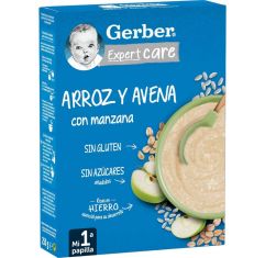Imagen de Gerber Expert Care Papilla Arroz Y Avena Con Manzana Papilla sin azúcares ni gluten rica en fibra esencial para el desarrollo cognitivo desde el primer día 250 gr