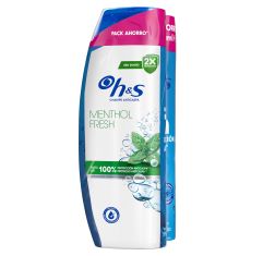 Imagen de H&S Champú Menthol Fresh Duplo Pack Ahorro Champú anticaspa elimina el picor y la sequedad acabado bonito y saludable 2x400 ml