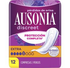 Imagen de Ausonia Discreet Extra Compresas Compresas superabsorbentes para pérdidas de orina ofrecen una fuerte protección y la discreción 12 uds