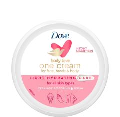 Imagen de Dove Body Love One Cream For Face, Hands & Body Light Hydrating Crema hidratante de cara manos y cuerpo ligera tonificante y de rápida absorción 250 ml