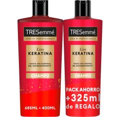 Imagen de Tresemme Liso Keratina Champú+Liso Keratina Champú Gratis Pack Ahorro Champú nutrición suavidad y brillo deslumbrante para cabello encrespado o dañado