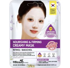 Imagen de Mbeauty Cosmetics Nourishing & Firming Creamy Mask Mascarilla facial de tela coreana nutritiva y reafirmante reduce arrugas mejorando la textura con retinol y bakuchiol