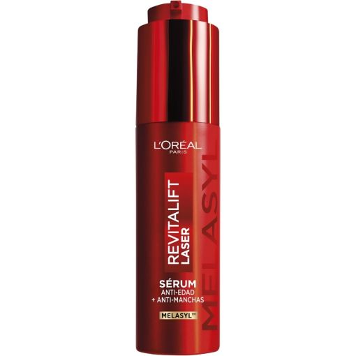 L'Oreal Revitalift Laser Sérum Anti-Edad+Anti-Manchas Tratamiento antiedad cremoso combate arrugas manchas oscuras y opacidad ofreciendo 100 horas de hidratación 30 ml
