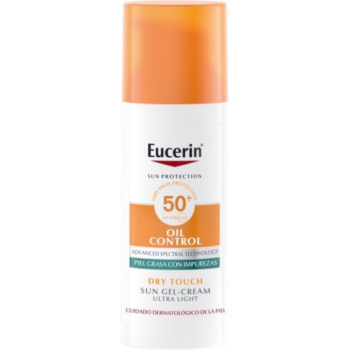 Eucerin Oil Control Sun Gel-Cream Spf 50 Protector solar ofrece un efecto antibrillos de duración hasta 8 horas 50 ml