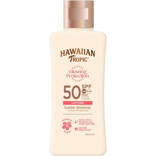 Hawaiian Tropic Glowing Protection Lotion Spf 50 Loci&oacute;n solar corporal resistente al agua de textura ultraligera y no grasa ofrece para una piel radiante