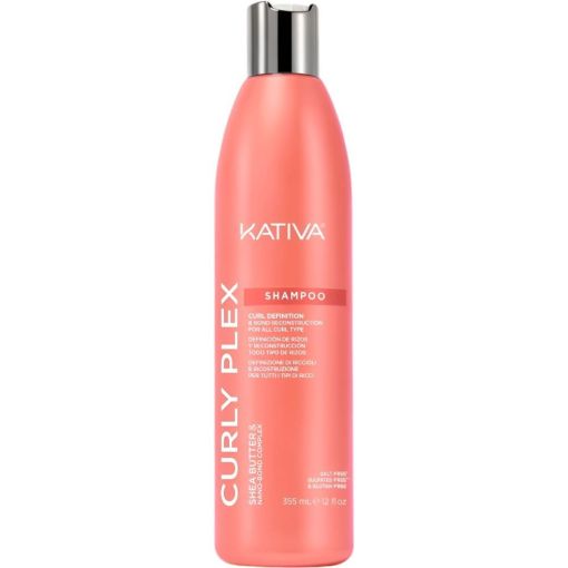 Kativa Curly Plex Shampoo Champú ofrece gran hidratación y control de frizz para cabello con rizos definidos 355 ml