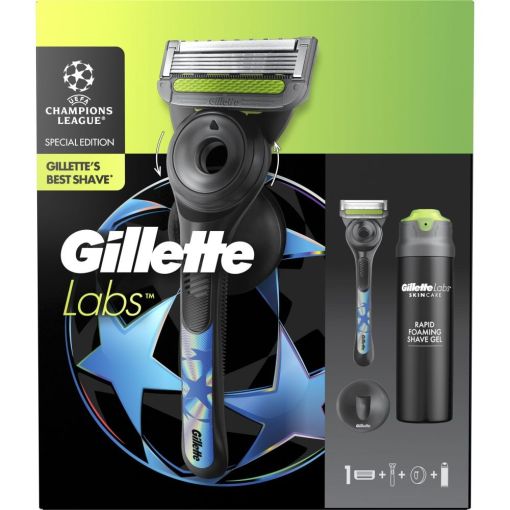 Gillette Champions League Labs Estuche Set de afeitado fácil y exfoliante en una sola pasada