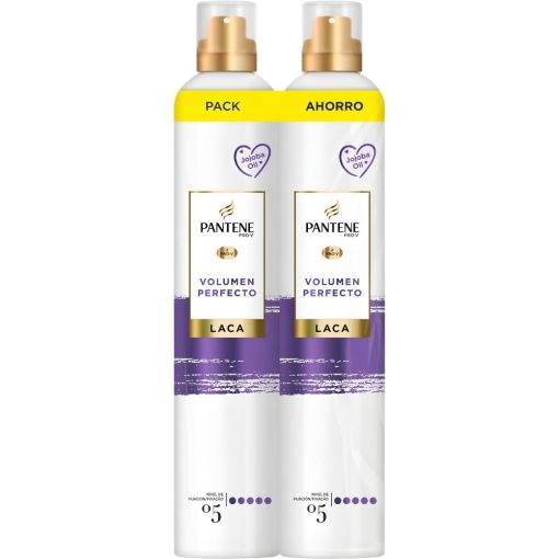 Pantene Pro-V Volumen Perfecto Laca N&ordm;5 Duplo Pack Ahorro Laca fijadora antiencrespamiento ofrece aspecto m&aacute;s denso y voluminoso para un cabello suave y duradero 2x370 ml