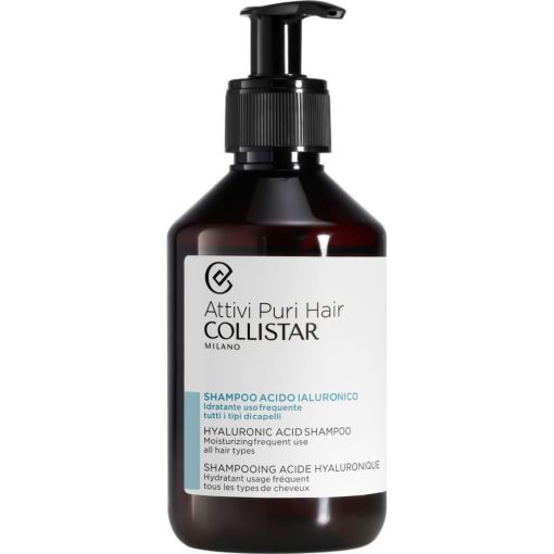 Collistar Attivi Puri Hair Champú Con Ácido Hialurónico Champú de textura ligera ofrece hidratación intensa y efecto relleno para cabello revitalizado 250 ml