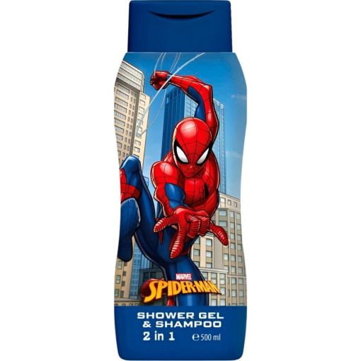Marvel Spider-Man Gel De Ba&ntilde;o-Champ&uacute; 2 En 1 Gel de ducha y champ&uacute; respeta la hidrataci&oacute;n natural de la piel y el cabello 500 ml