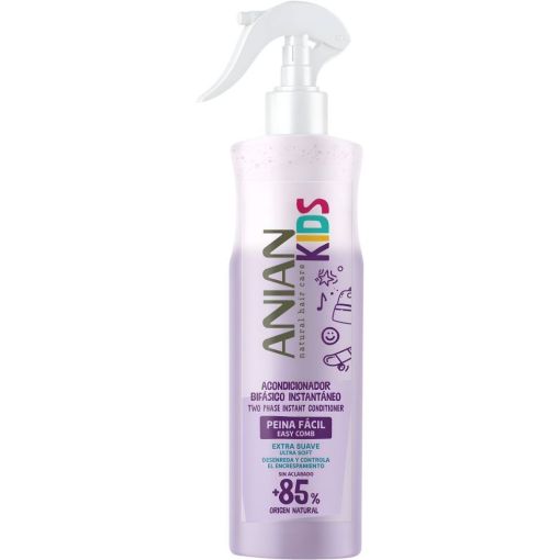 Anian Natural Hair Care Kids Peina Fácil Acondicionador Bifásico Acondicionador vegano bifásico instantáneo facilita el peinado desenreda y controla encrespamiento