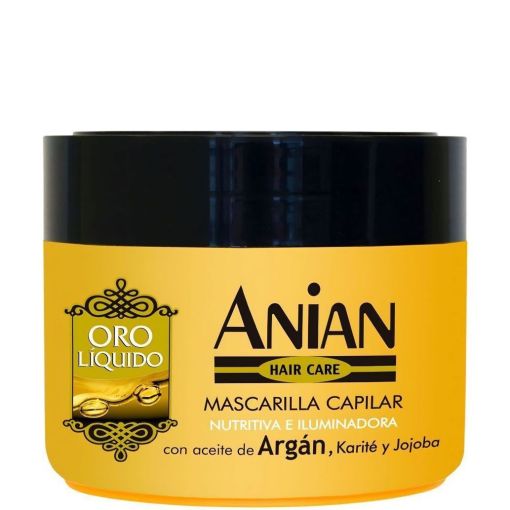 Anian Hair Care Oro Líquido Mascarilla Capilar Mascarilla sin parabenos bifásica nutritiva e iluminadora con aceite de argán 250 ml