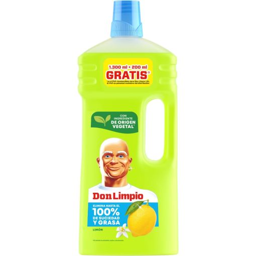 Don Limpio Fregasuelos Limón Formato Especial Limpiador ideal para el suelo de la cocina elimina hasta el 100% de suciedad y grasa 1500 ml