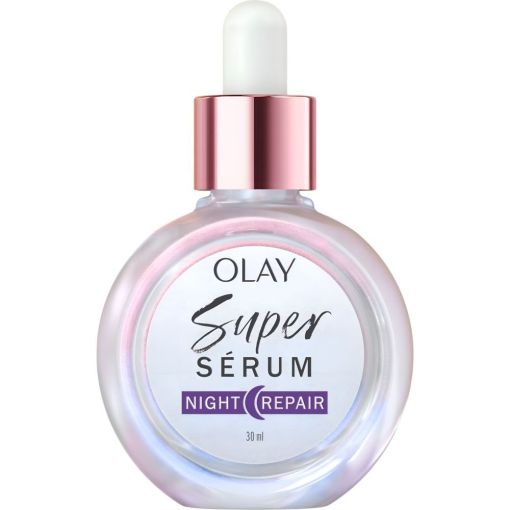 Olay Super S&eacute;rum Reparaci&oacute;n Nocturna 5 Beneficios En Uno S&eacute;rum corrige l&iacute;neas finas de expresi&oacute;n mejora el aspecto de la piel y proporciona una hidrataci&oacute;n profunda 30 ml