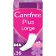 Carefree Fragancia Ligera Plus Large Protegeslips Protegeslip de rápida absorción antifugas ofrece protección duradera hasta 12 horas 36 uds
