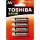 Toshiba Pilas Alkaline Aa Pilas alcalinas multiusos idóneas para dispositivos de uso cotidiano lr6/1,5v 4 uds