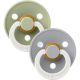 Bibs Chupete Colour Pacifier Glow In The Dark Látex 0-6m Talla 2 Chupete nocturno de caucho natural con anillas que brillan en la noche 2 uds