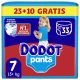 Dodot Pants Pañal-Braguita +15 Kg Talla 7 Formato Especial Pants antifugas ultraabsorbente con cintura elástica y ajuste 350º  hasta 12 horas de protección 33 uds
