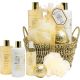 Idc Institute Scented Bath Gold Cesta Set Set de baño reutilizable y relajante ideal para regalar mima tu piel con delicioso aroma a vainilla
