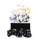 Inca Coleteros+Scrunchie+Clip+Pasador Pack Set capilar en tonos negros y blancos ideal para combinar con cualquier look creando diferentes estilos