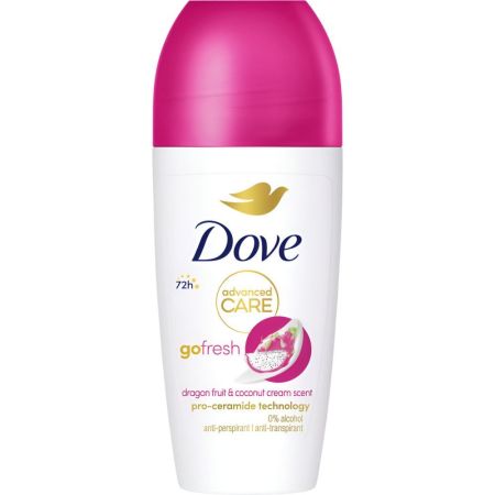 Dove Advanced Care Dragon Fruit & Coconut Desodorante Roll-On Desodorante antitranspirante 0% alcohol 72 horas de protección contra olor y sudor 50 ml