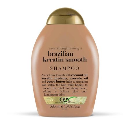 Ogx Brazilian Keratin Smooth Shampoo Champú limpia en profundidad para un acabado sano y brillante 385 ml