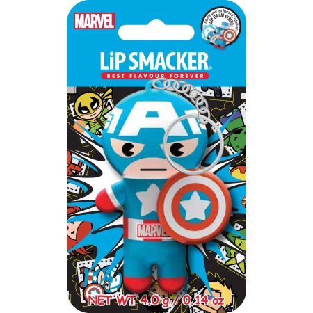 Lip Smacker Best Flavour Forever Capitan América Bálsamo labial y divertido llavero lucha contra los labios secos y agrietados