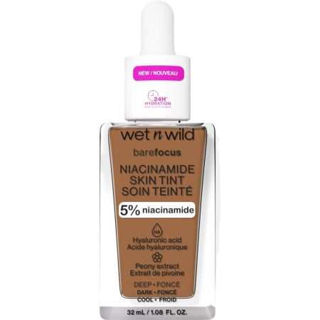 Wet N Wild Bare Focus Niacinamide Skin Tint Soin Teinté Base de maquillaje cobertura media ilumina la piel y minimiza el exceso de grasa