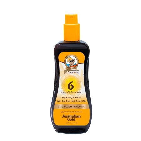 Australian Gold Spray Oil Sunscreen Spf 6 Aceite bronceador resistente al agua con zanahoria bronceado perfecto 237 ml