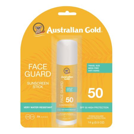 Australian Gold Face Guard Sunscreen Stick Spf 50 Protector solar facial resistente al agua protege del viento 14 gr