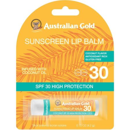 Australian Gold Sunscreen Lip Balm Spf 30 Bálsamo labial hidratante nutre cuida y protege con coco 4,2 gr