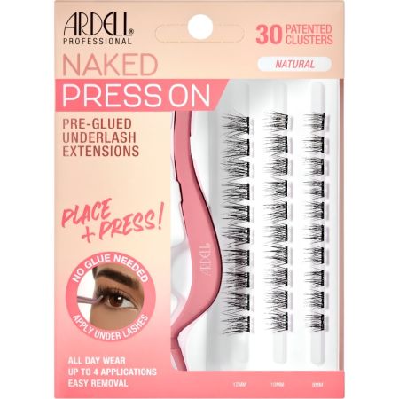 Ardell Pestañas Postizas Naked Press On Natural+Aplicador Pestañas postizas individuales para un acabado natural con volumen y longitud 30 uds
