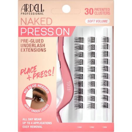 Ardell Pestañas Postizas Naked Press On Soft Volume+Aplicador Pestañas postizas individuales fáciles de aplicar proporcionan longitud y volumen 30 uds