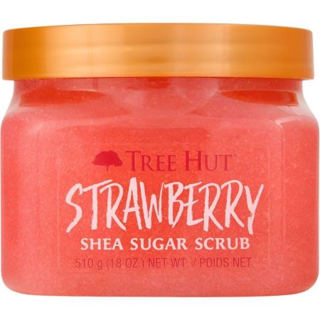 Tree Hut Strawberry Exfoliante De Azúcar De Karité Exfoliante corporal aromático nutre profundamente dejando aroma delicioso a fresa en la piel 510 gr