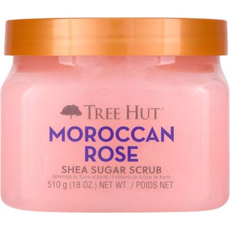 Tree Hut Moroccan Rose Exfoliante De Azúcar De Karité Exfoliante corporal aromático nutre profundamente dejando aroma delicioso a rosa marroquí en la piel 510 gr