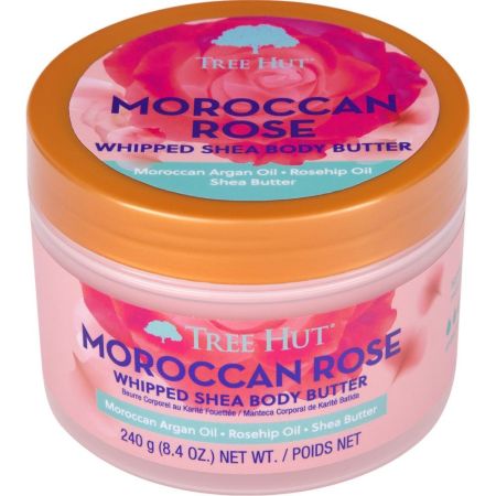 Tree Hut Moroccan Rose Manteca Corporal De Karité Batida Manteca corporal aromática de textura ligera nutre profundamente dejando aroma delicioso en la piel 240 gr