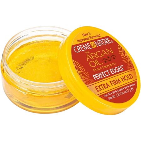 Creme Of Nature Argan Oil Perfect Edges Extra Firm Hold Gel fijador controla y mantiene los bordes del nacimiento del cabello 48 horas con aceite de argán 67 ml