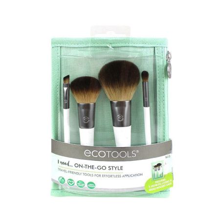 Ecotools On-The-Gold-Style Neceser Set de brochas de maquillaje para retocarte sin esfuerzo estés donde estés 4 uds