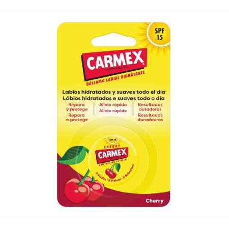 Carmex Bálsamo Labial Hidratante Cherry Spf 15 Bálsamo labial protege hidrata y repara labios agritados sabor cereza 7,5 gr