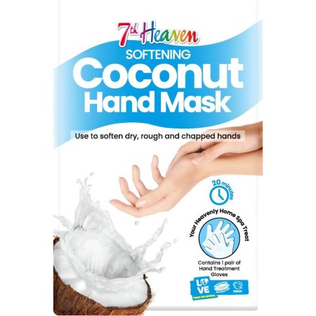 7th Heaven Coconut Hand Mask Softening Mascarilla hidratante para manos suaviza y repara manos secas ásperas y agrietadas con aceite de argán y manteca de karité