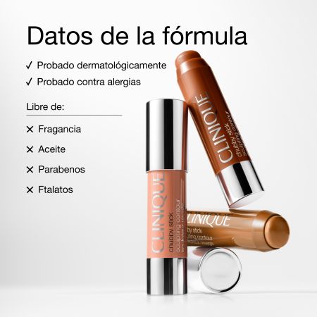Clinique Chubby Stick Sculpting Contour Contorno en barra de textura cremosa se extiende fácilmente ofreciendo un aspecto luminoso y definido de larga duración