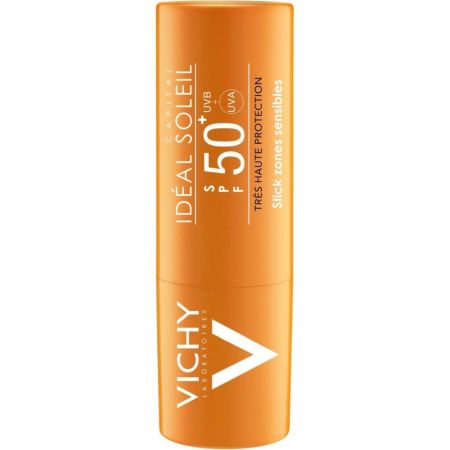 Vichy Ideal Soleil Stick Zones Sensibles Spf 50+ Stick solar ideal para proteger zonas más sensibles y labios de las quemaduras solares 9 gr