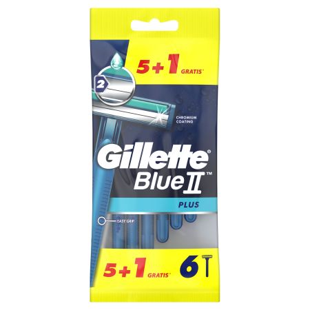 Gillette Blue Ii Plus Maquinilla De Afeitar Hombre Formato Especial Maquinilla de afeitar desechable excelente afeitado 6 uds