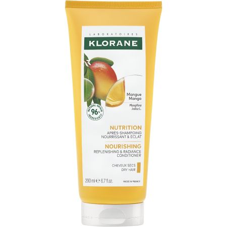 Klorane Mango Nutrición Acondicionador Acondicionador nutrivivo repara la fibra capilar ofreciendo suavidad y brillo sin apelmazar para cabello seco y dañado 200 ml
