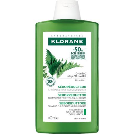 Klorane Seborreductor Champú A La Ortiga Champú equilibra sanea y regula el exceso de sebo para cabello graso 400 ml