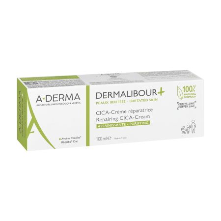 A-Derma Dermalibour+ Cica-Crème Réparatrice Assainissante-Purifying Crema facial vegana reparadora y purificadora calma repara y alivia 24 horas 100 ml