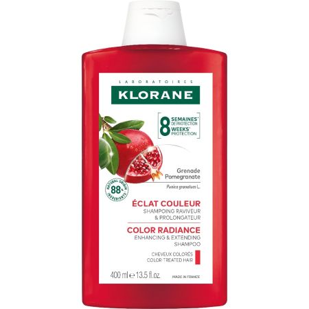 Klorane Granada Resplandor Del Color Champú Champú sin siliconas ni sulfatos protege y reaviva el color durante 8 semanas para cabello teñido 400 ml
