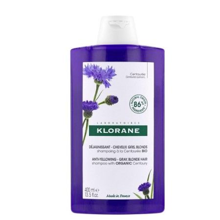 Klorane Anti-Yellowing-Gray Blonde Hair Shampoo Champú matificante aporta reflejos plateados para cabellos blancos o grises 400 ml