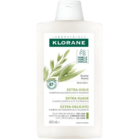 Klorane Ultra-Gentle Shampoo With Oat Milk Champú extrasuave suaviza y protege el cabello ayudando a desenredarlo fácilmente 400 ml