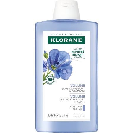 Klorane Fibras De Lino Bio Volumen Champú Champú con fibras vegetales ofrece volumen inmediato y duradero para cabello fino 400 ml
